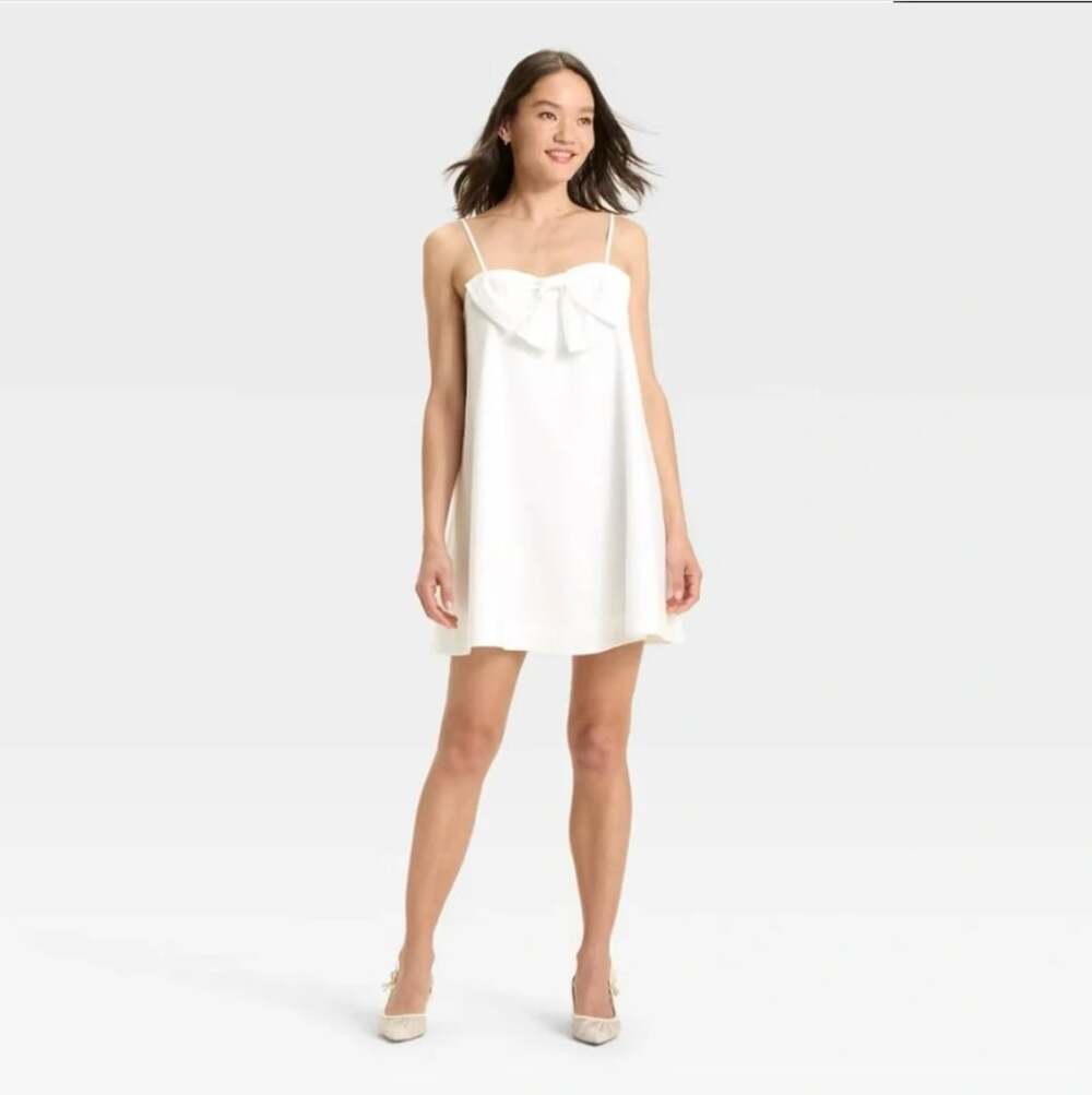 A New Day Women’s Mini Bow Shift Dress White Size M